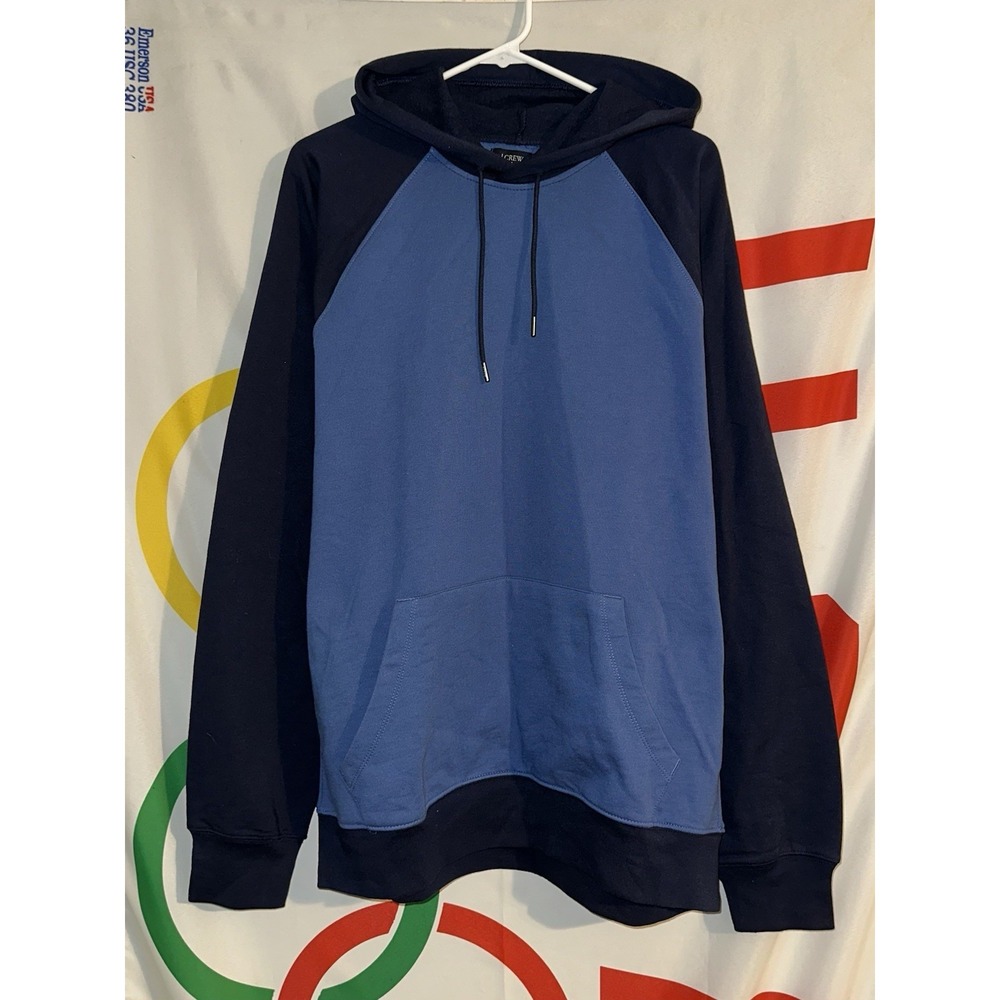 NWT J Crew Authentic Fleece Hoodie Mens XL Blue Pullover